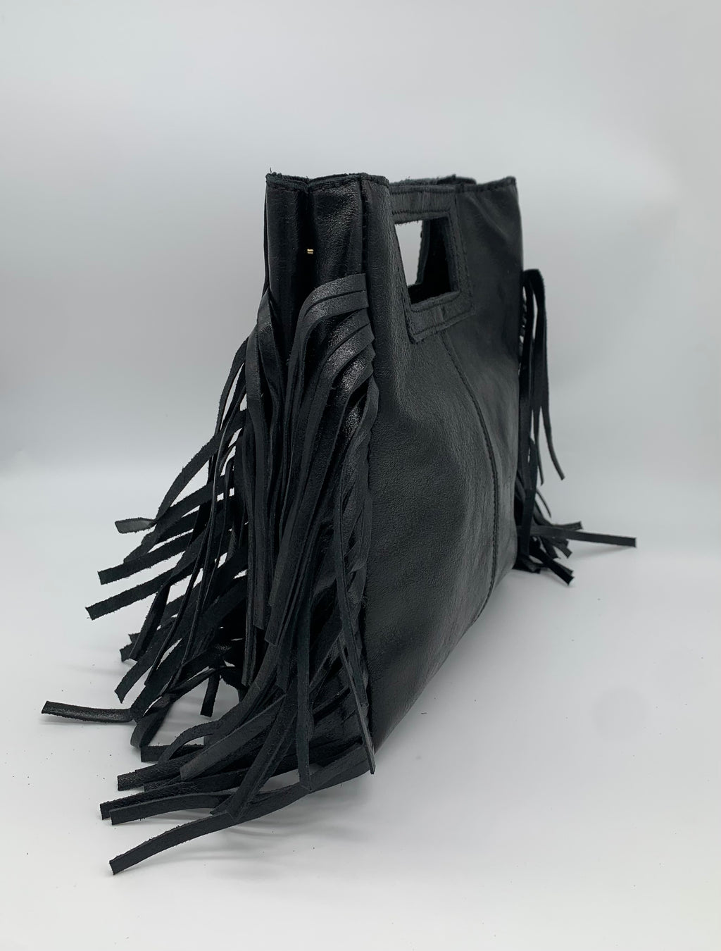 Sac en Cuir - MAGGY avec anse, frange et bandoulière
