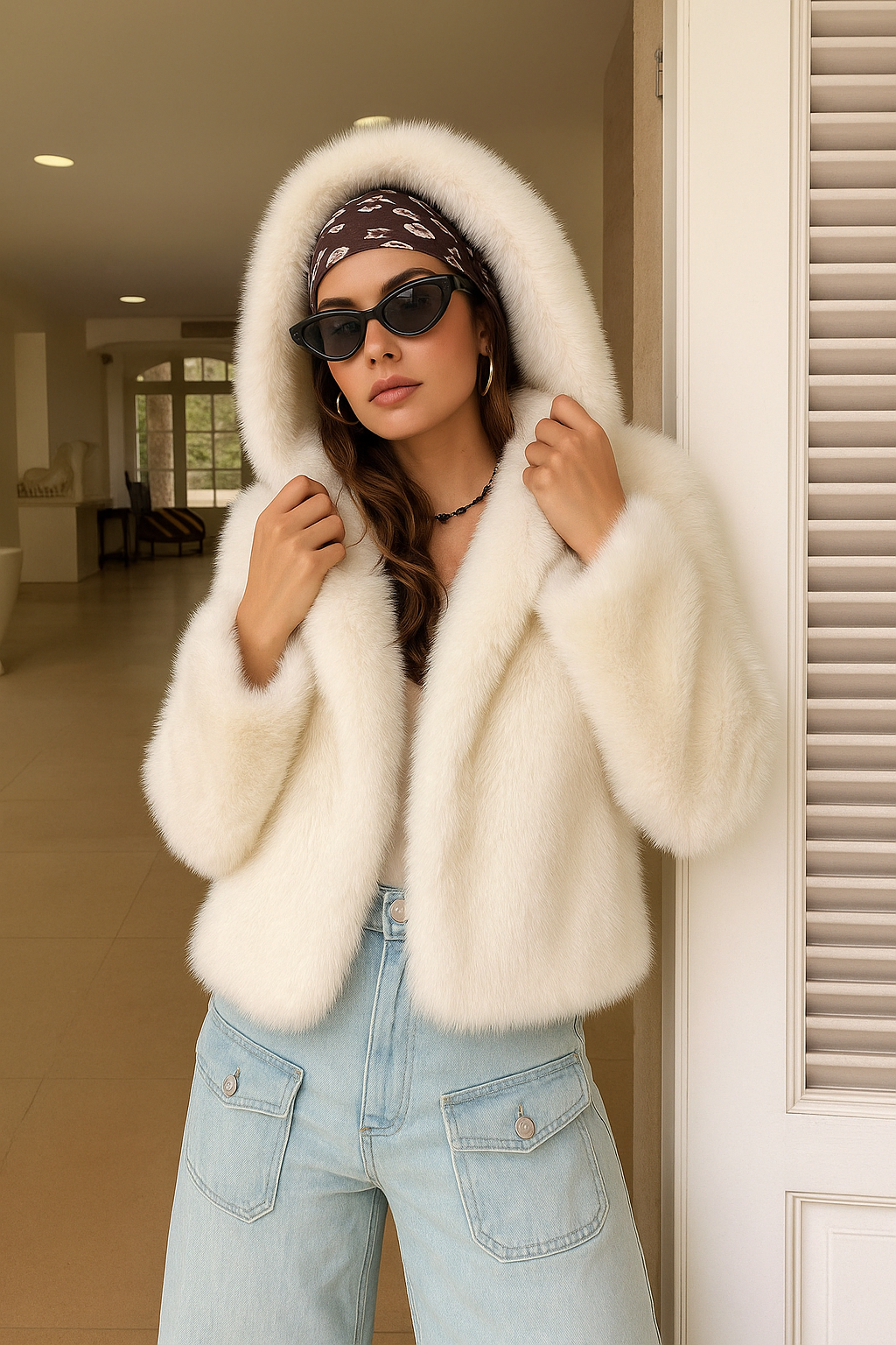 Manteau Fourrure à Capuche