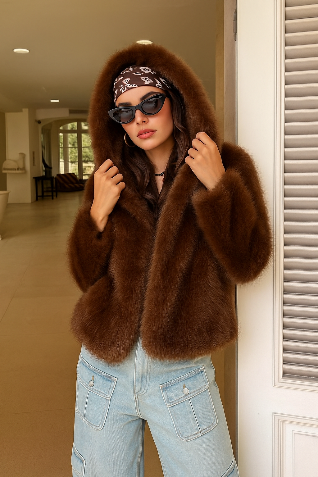 Manteau Fourrure à Capuche