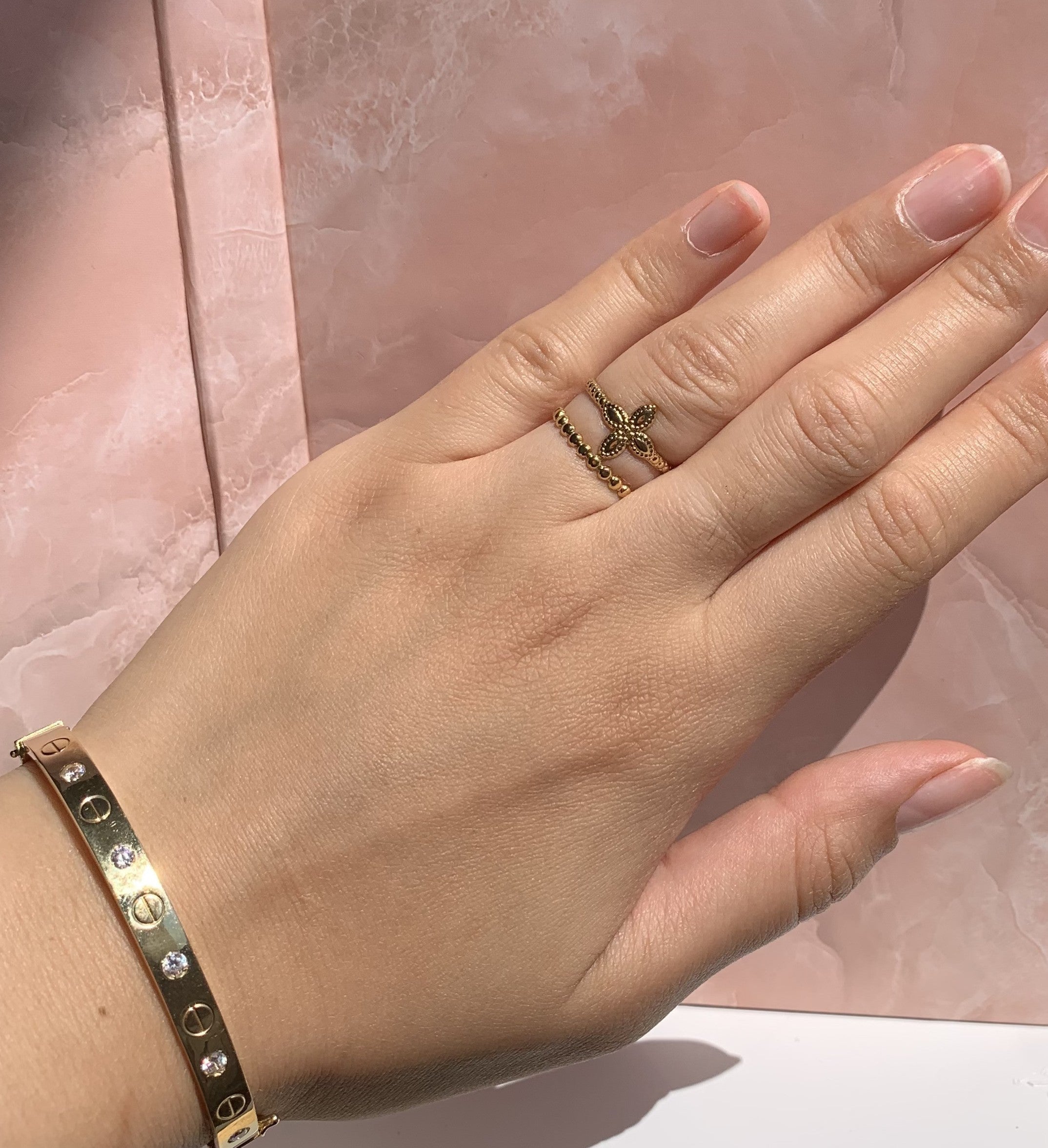 Anillo de flor de acero inoxidable