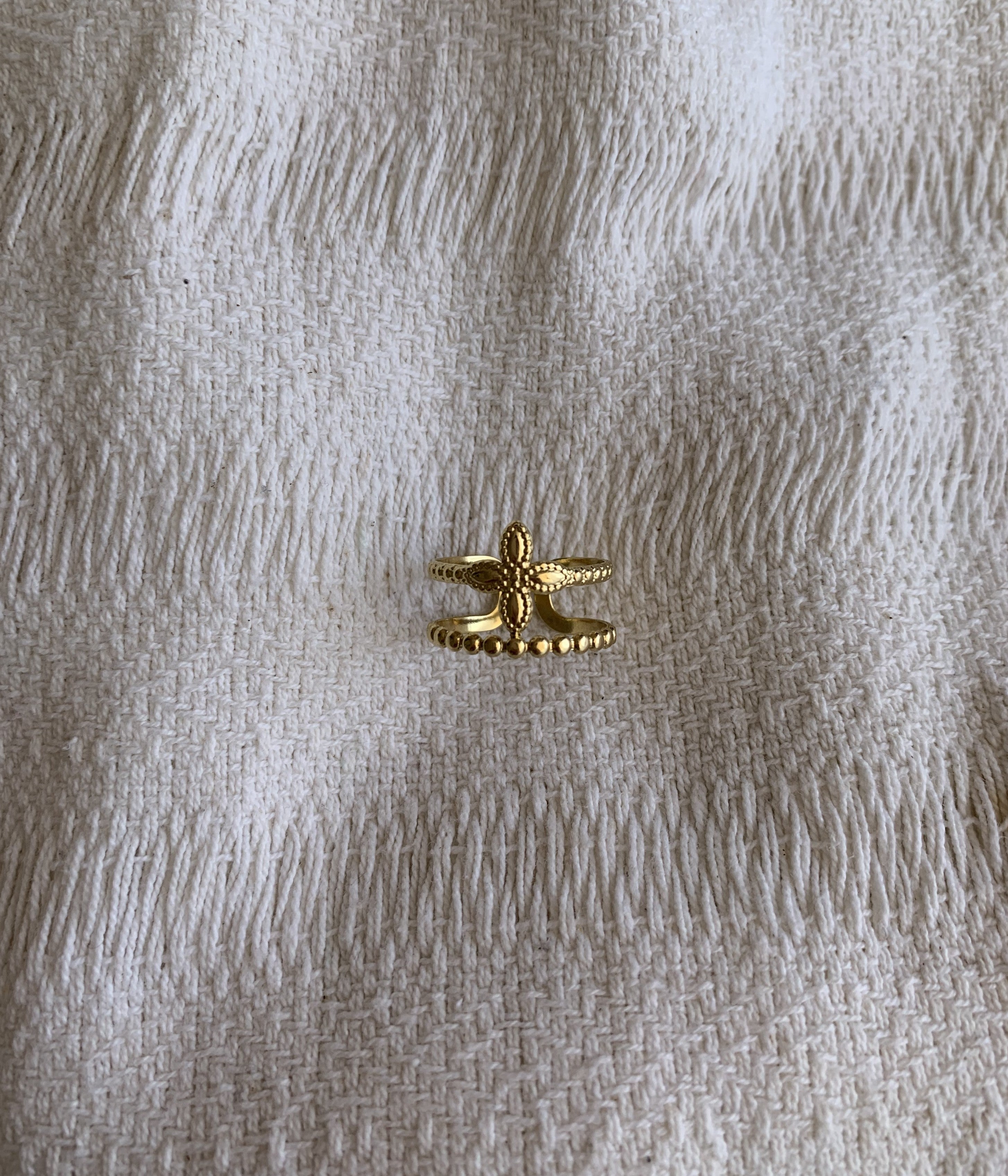 Anillo de flor de acero inoxidable