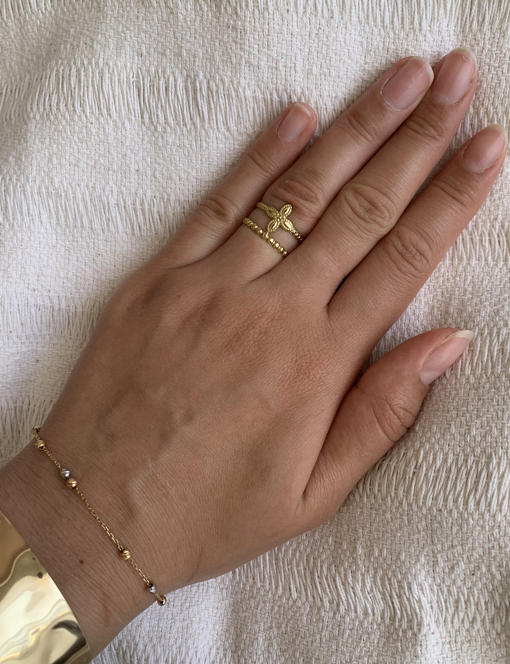 Anillo de flor de acero inoxidable