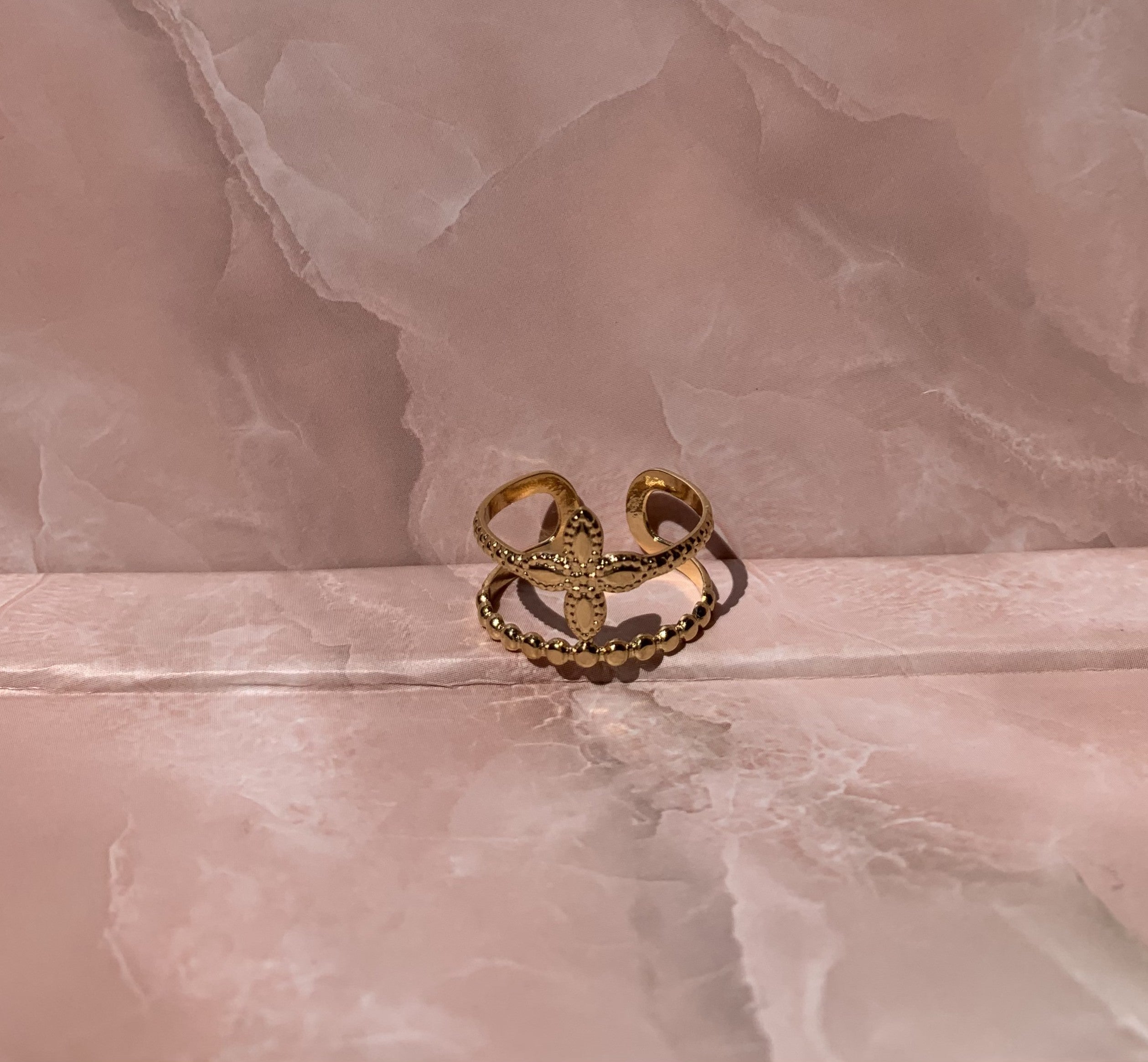Anillo de flor de acero inoxidable