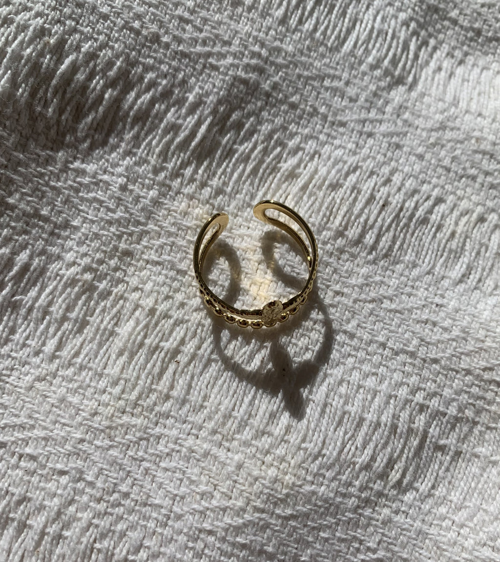 Anillo de flor de acero inoxidable