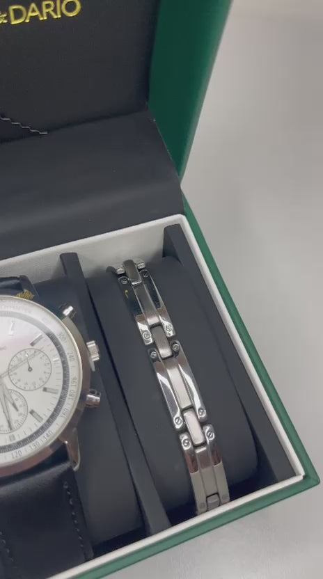 Caja de reloj para hombre con cadena de plata